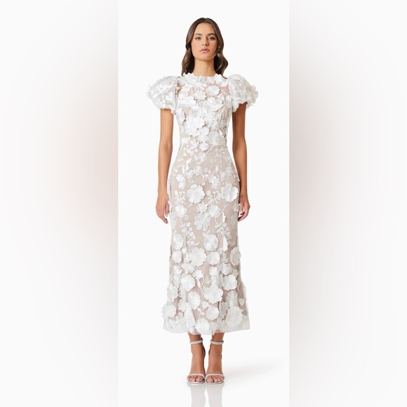 Elliatt Astraea 3D Lace Maxi Dress In White